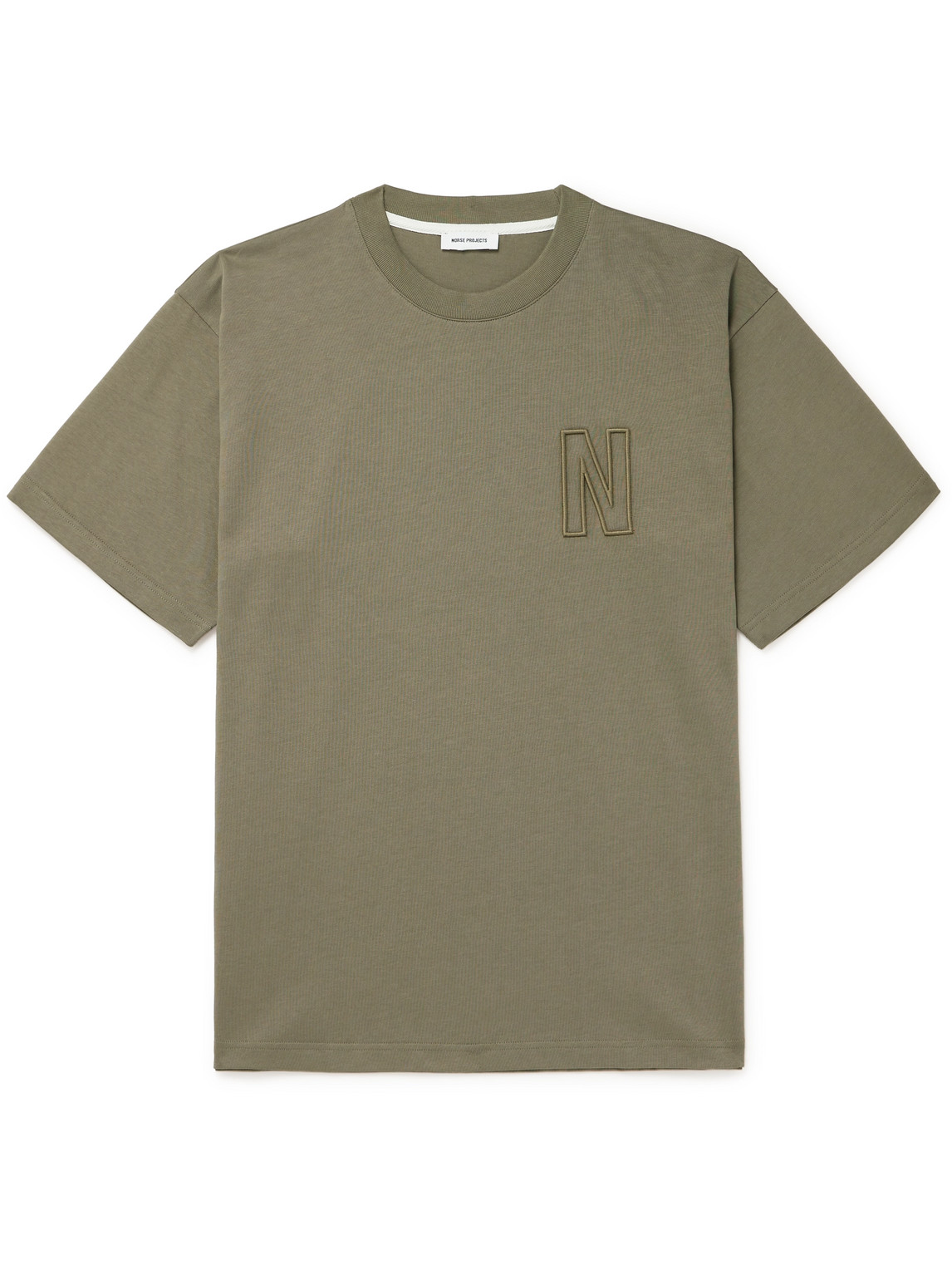 Norse Projects Simon Logo-embroidered Organic Cotton-jersey T-shirt In Green