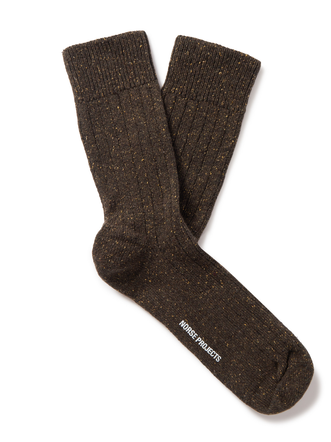 Norse Projects Bjarki Donegal Wool-blend Socks In Brown