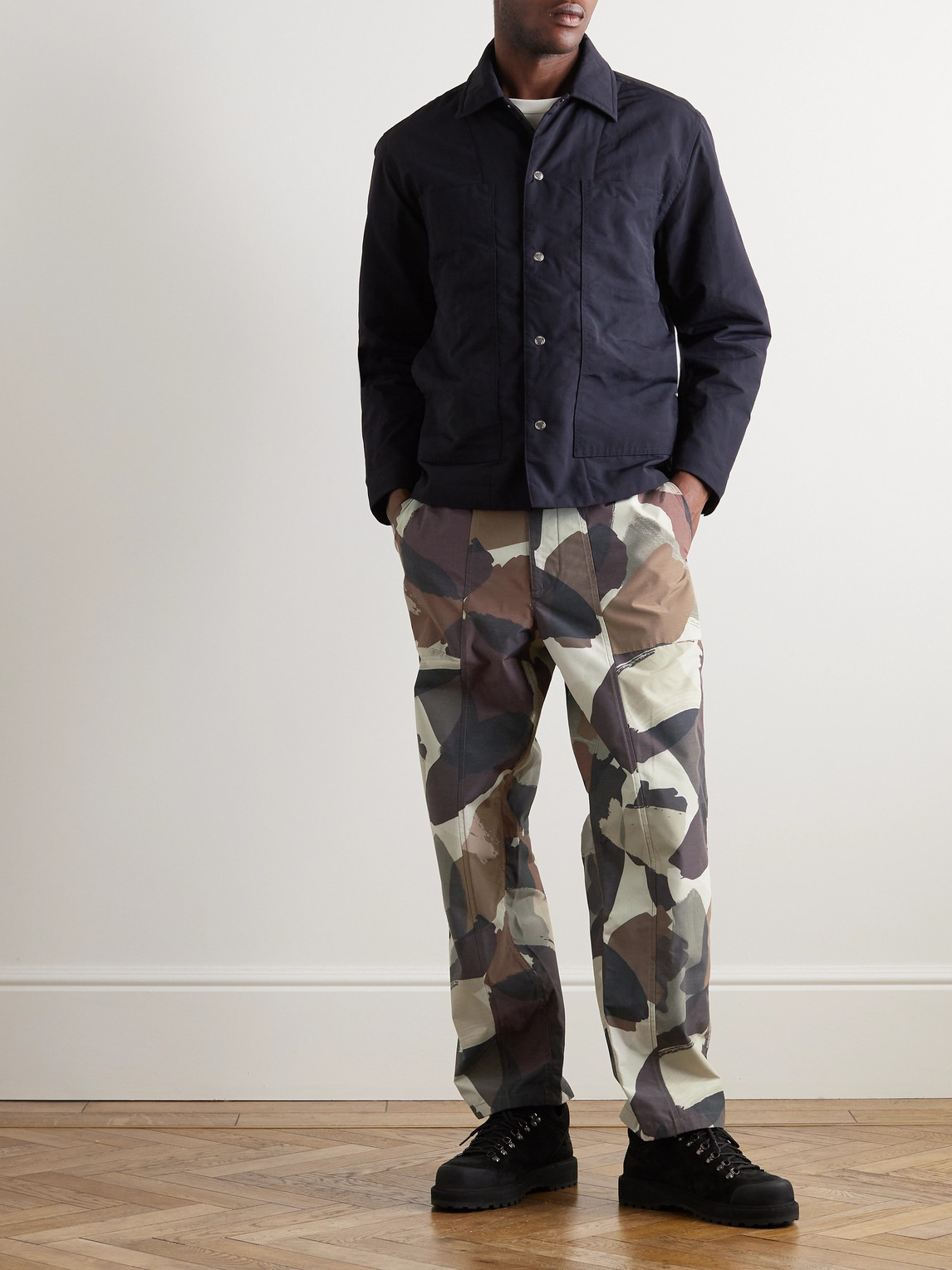 Shop Norse Projects Sigur Straight-leg Camouflage-print Shell Trousers In Brown