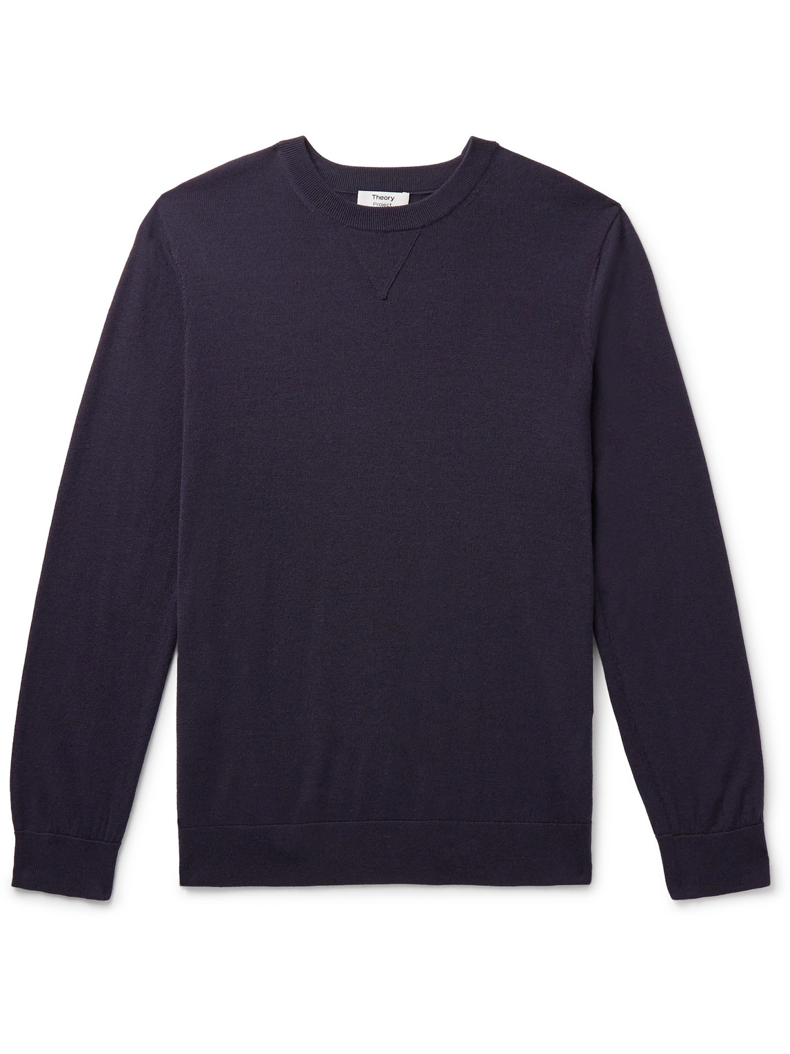Theory Lucas Ossendrijver Shell-trimmed Merino Wool-blend Sweater In Purple