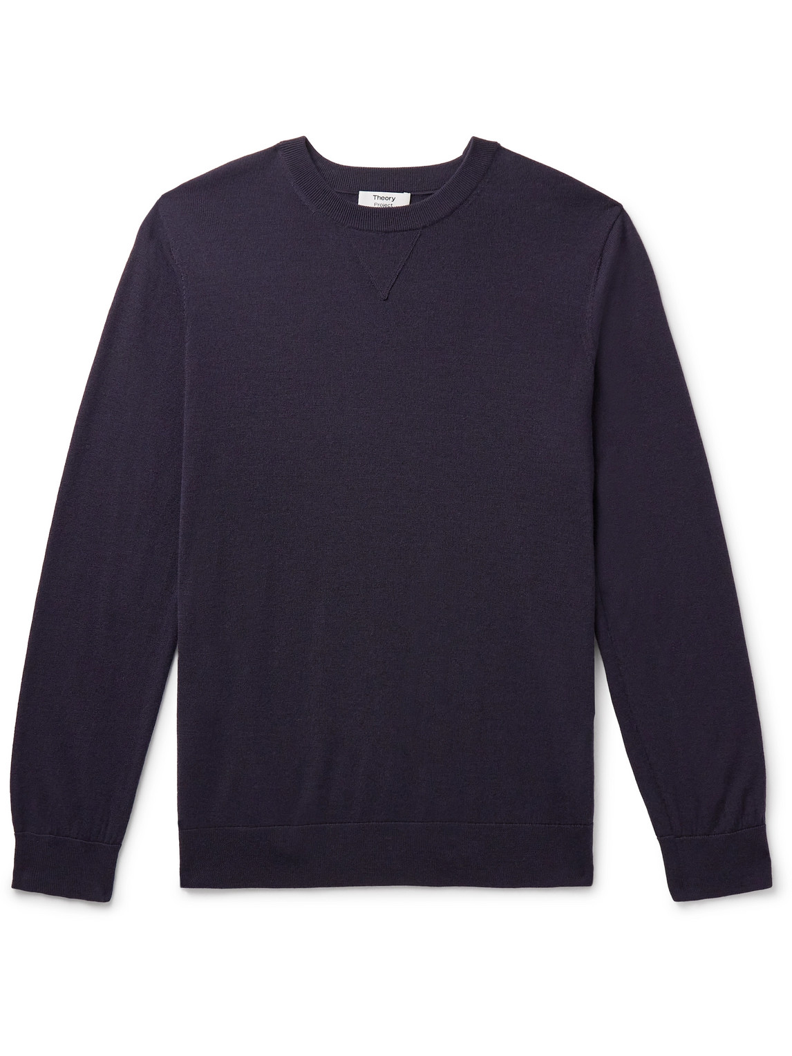 Theory Lucas Ossendrijver Shell-trimmed Merino Wool-blend Jumper In Purple