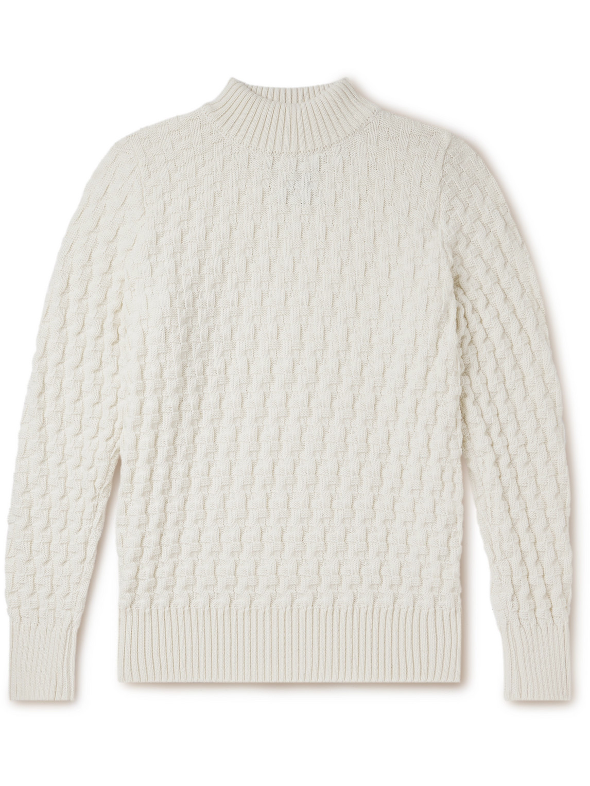 S.n.s Herning Stark Slim-fit Cable-knit Merino Wool Sweater In White