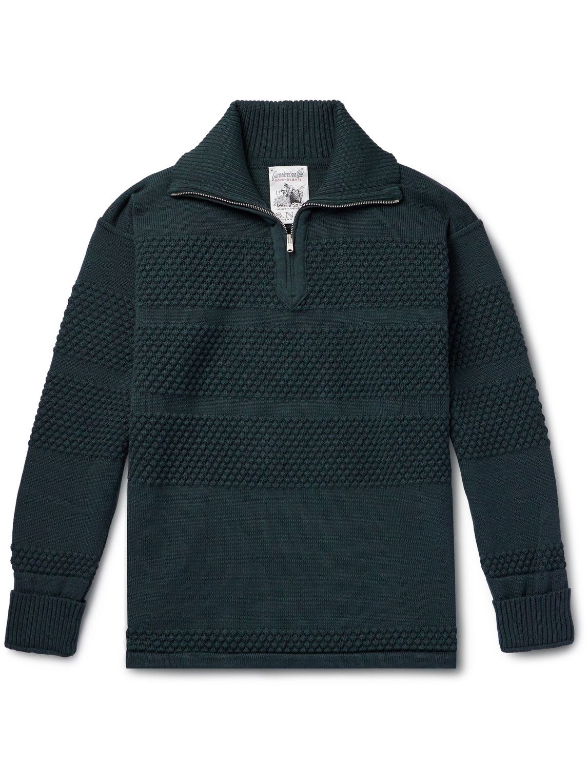 S.n.s Herning Wool Half-zip Sweater In Green