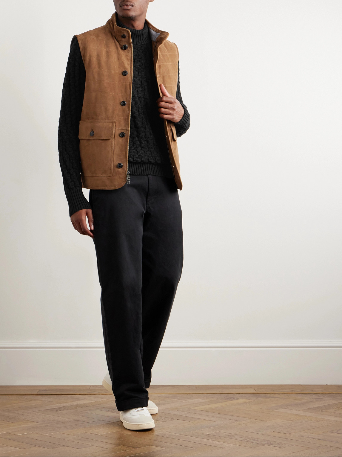 S.n.s Herning Stark Slim-fit Cable-knit Merino Wool Sweater In Black