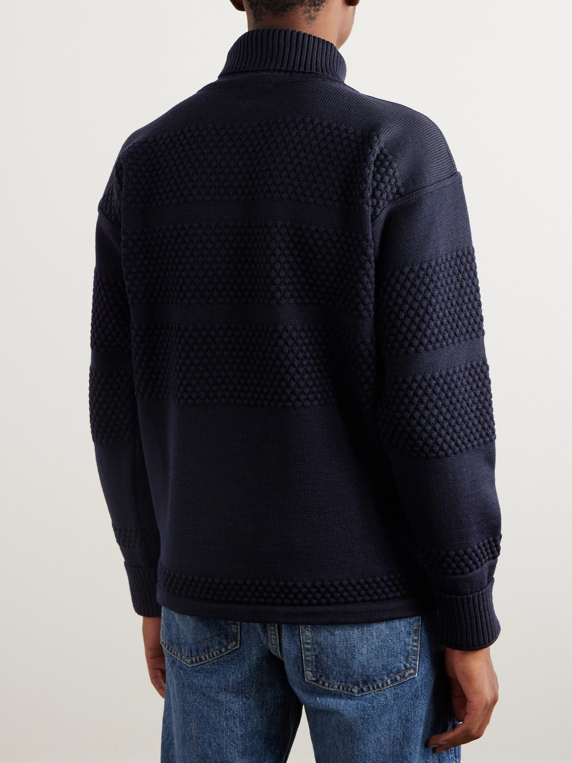 Textured Virgin Wool Rollneck Sweater