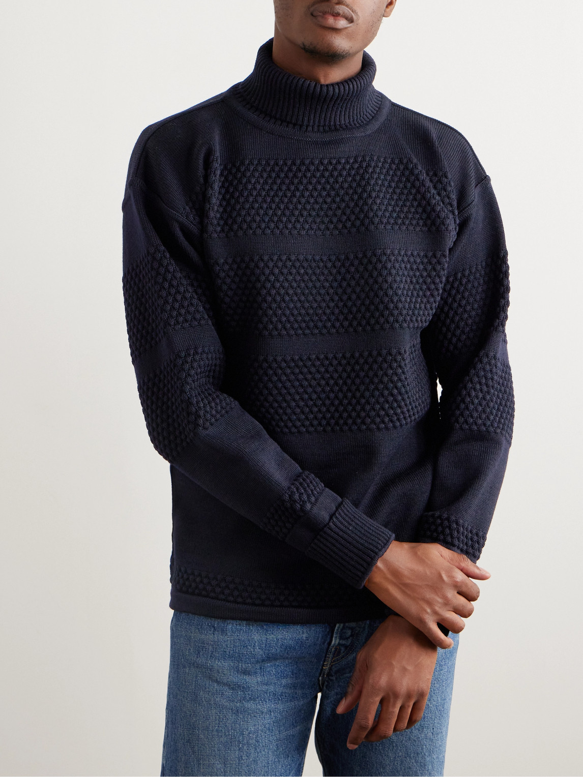 Textured Virgin Wool Rollneck Sweater