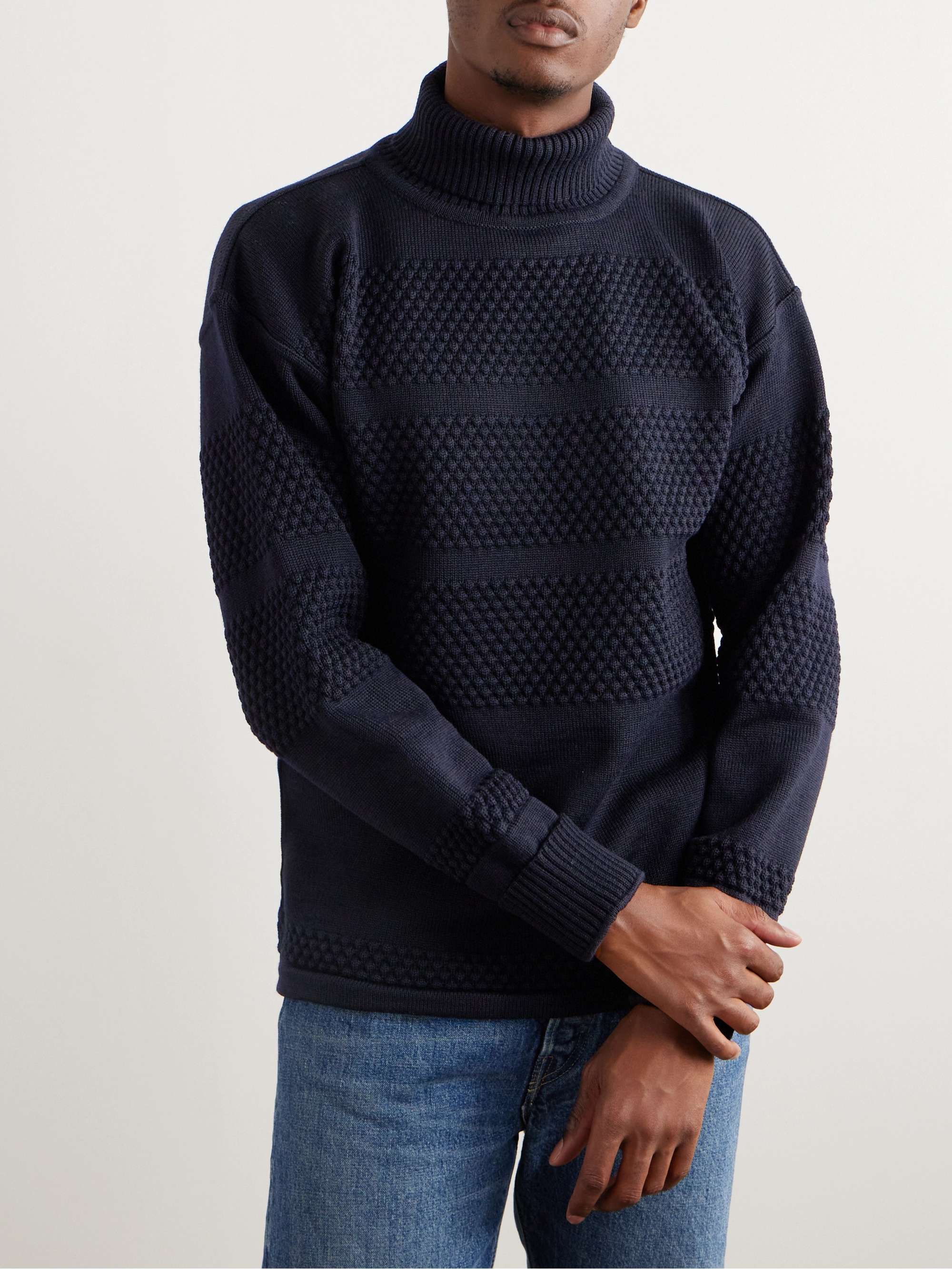 S.N.S. HERNING Textured Virgin Wool Rollneck Sweater