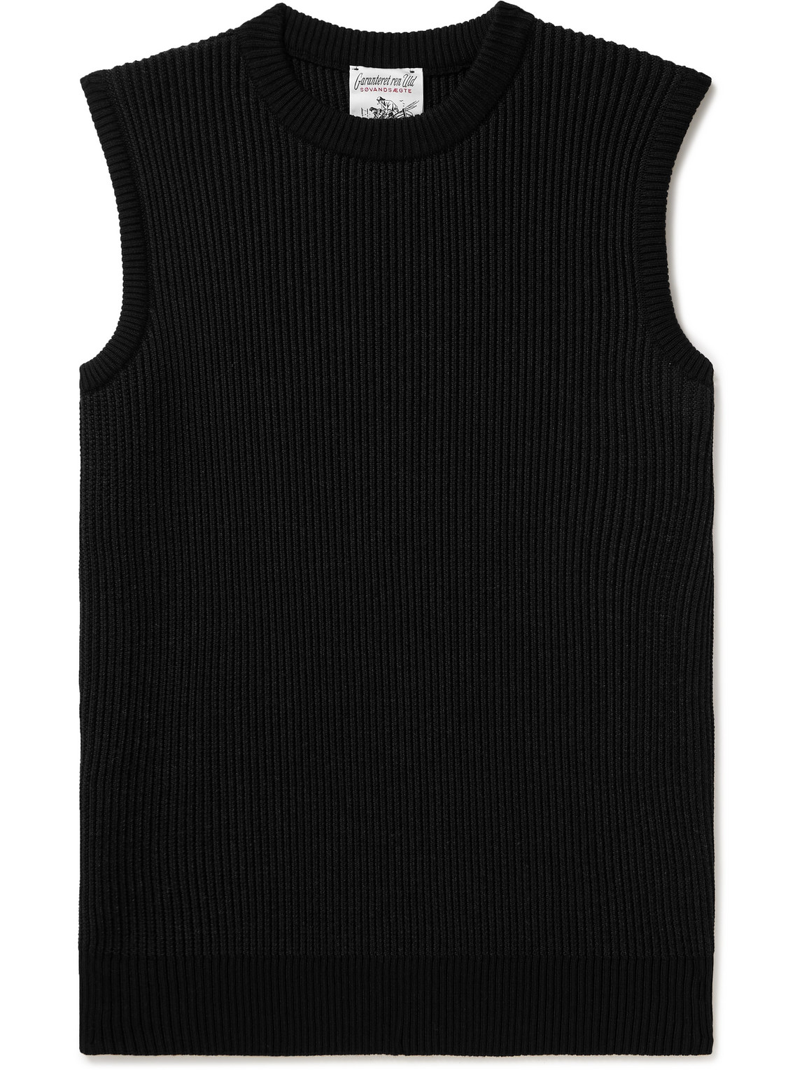 S.n.s Herning Veritas Ribbed Wool Sweater Vest In Black