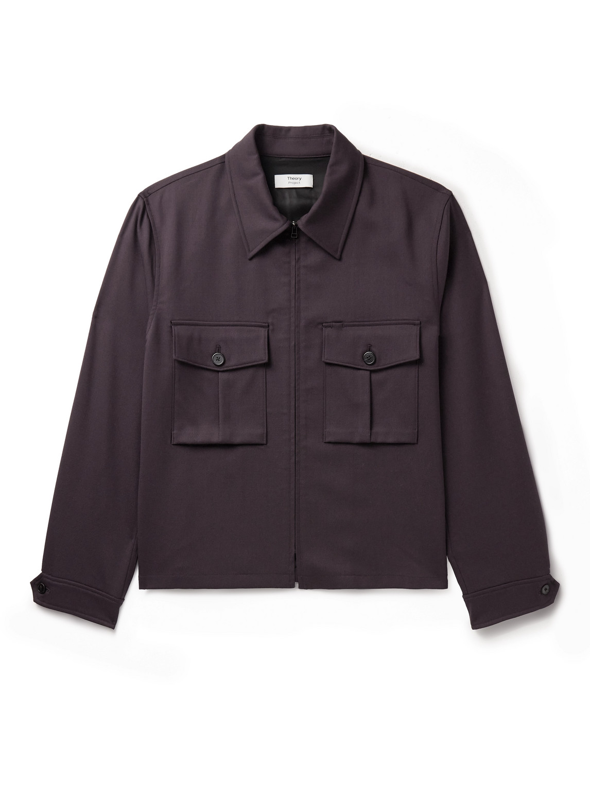 Theory Wool Gabardine Shirt Jacket In Purple