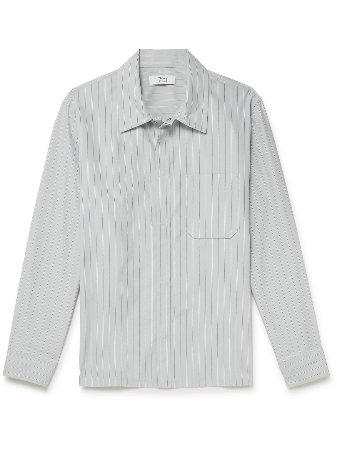 Theory Lucas Ossendrijver Pinstriped Cotton-blend Shirt In Gray