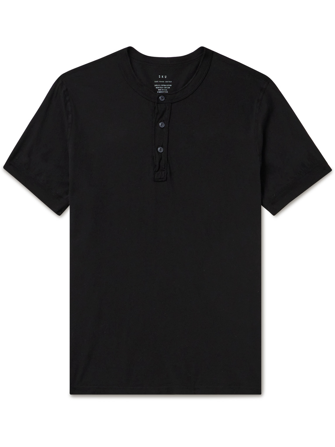Save Khaki United Garment-dyed Supima Cotton-jersey Henley T-shirt In Black