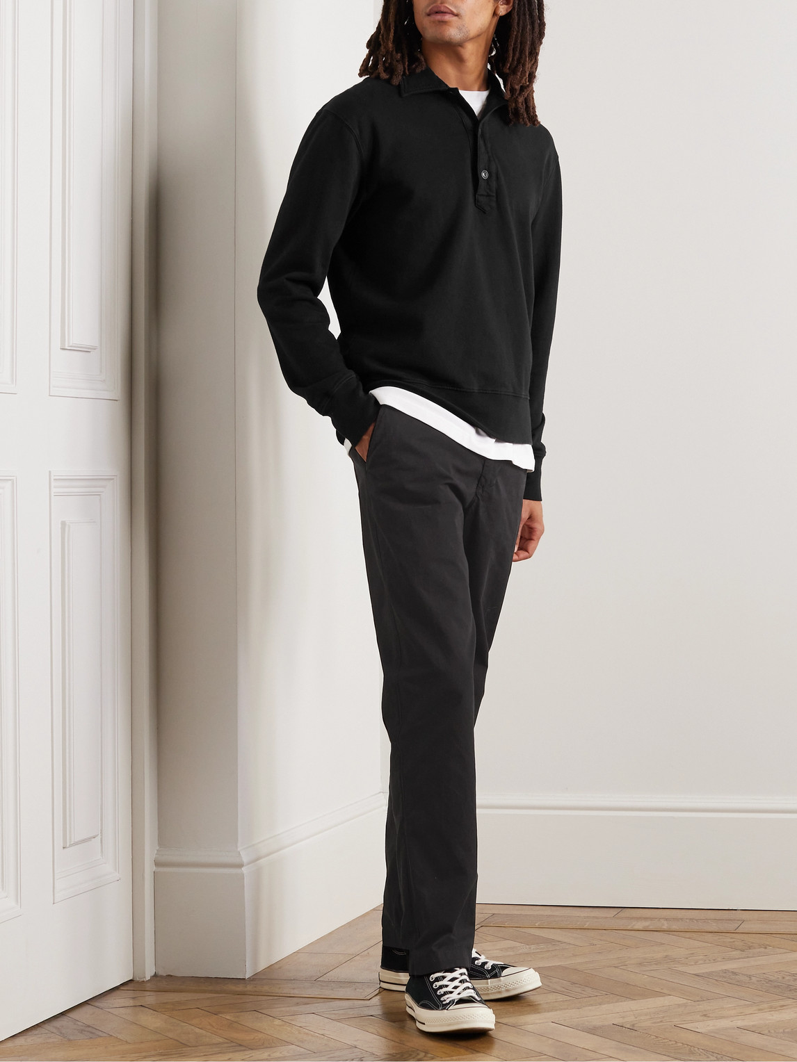 Shop Save Khaki United Fleece-back Supima Cotton-jersey Polo Shirt In Black