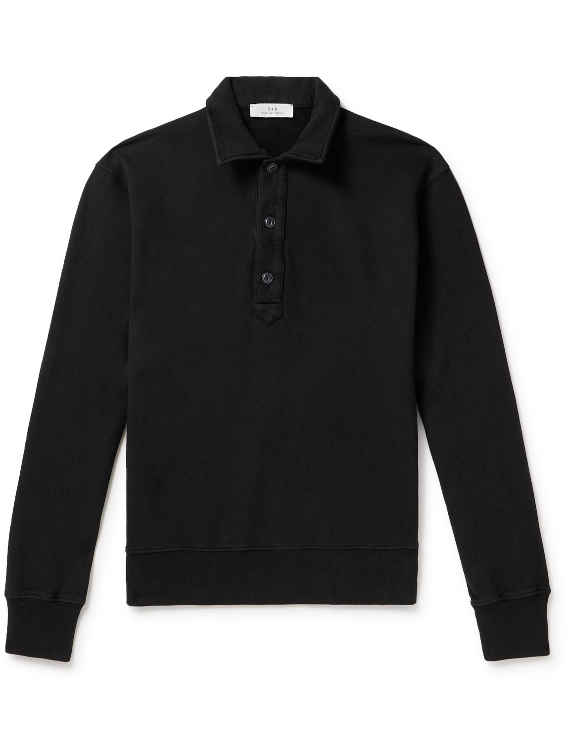 Save Khaki United Fleece-back Supima Cotton-jersey Polo Shirt In Black