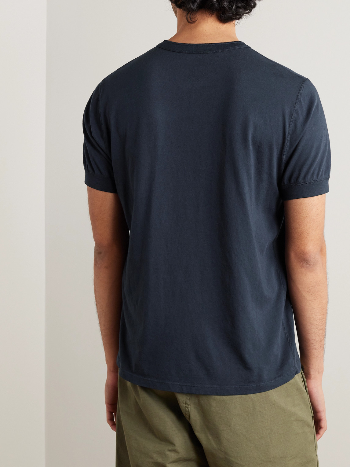 Shop Save Khaki United Garment-dyed Supima-cotton Jersey Henley T-shirt In Blue