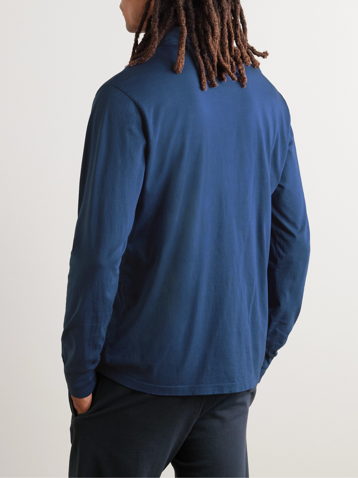 Shop Save Khaki United Garment-dyed Supima Cotton-jersey Polo Shirt In Blue