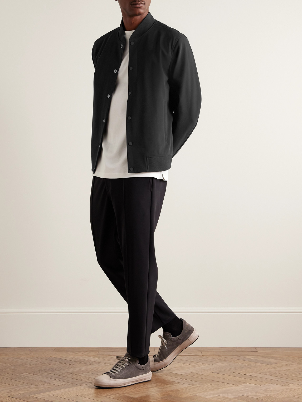 Shop Theory Murphy Precision Ponte Bomber Jacket In Black