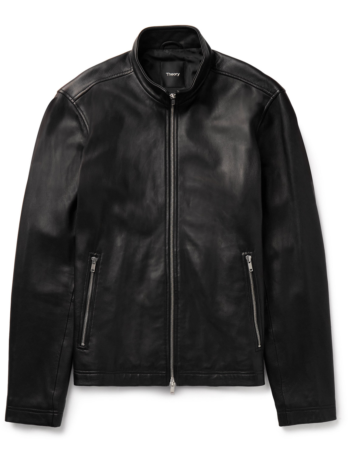 Theory Morvek Slim-fit Leather Jacket In Black