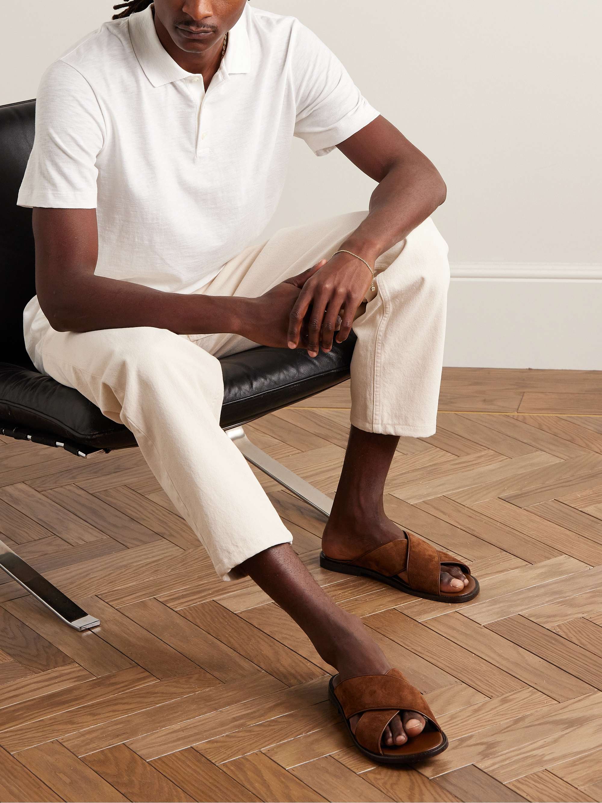 THEORY Bron Slubbed Cotton-Jersey Polo Shirt