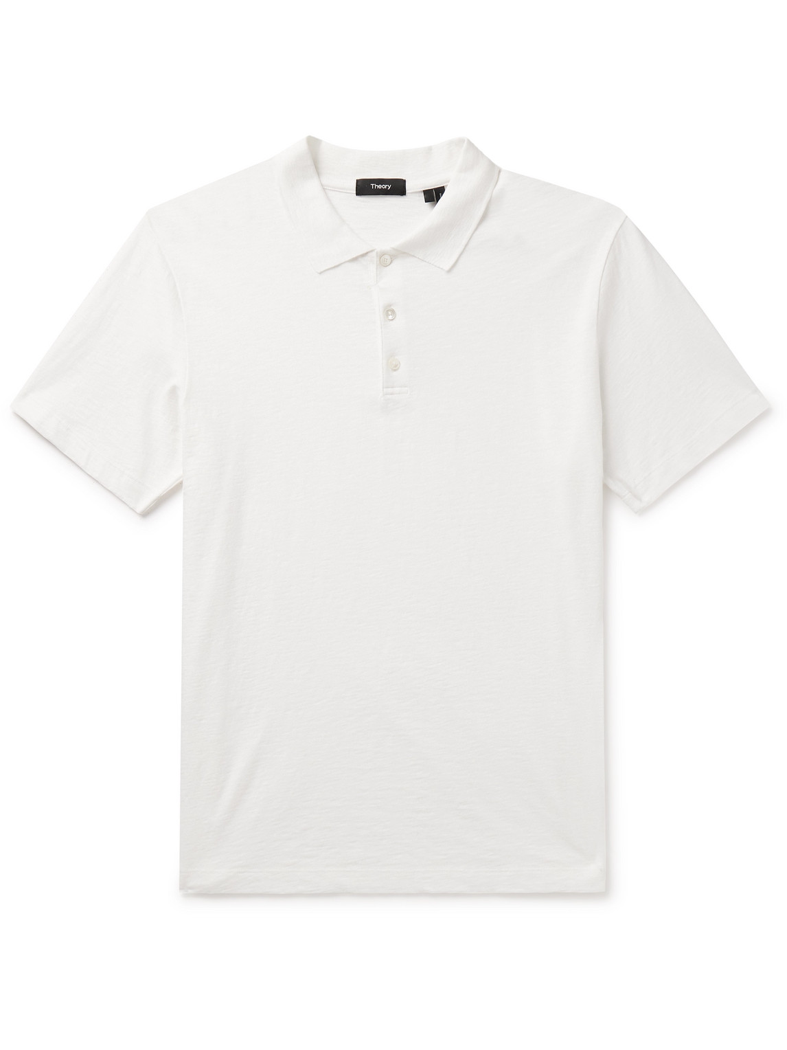 Theory Bron Slub Cotton-jersey Polo Shirt In White