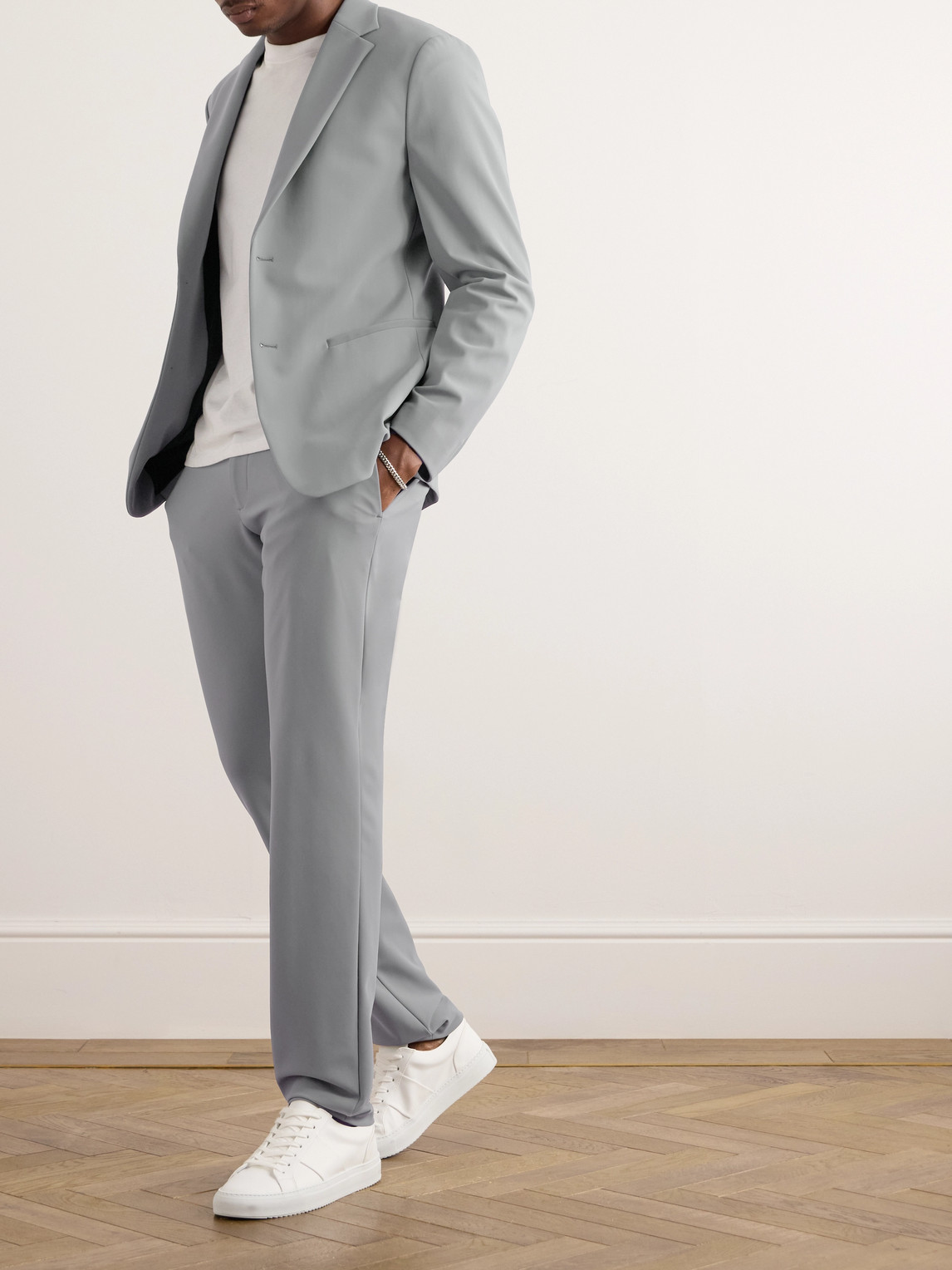 Shop Theory Zaine Straight-leg Precision Ponte Suit Trousers In Gray