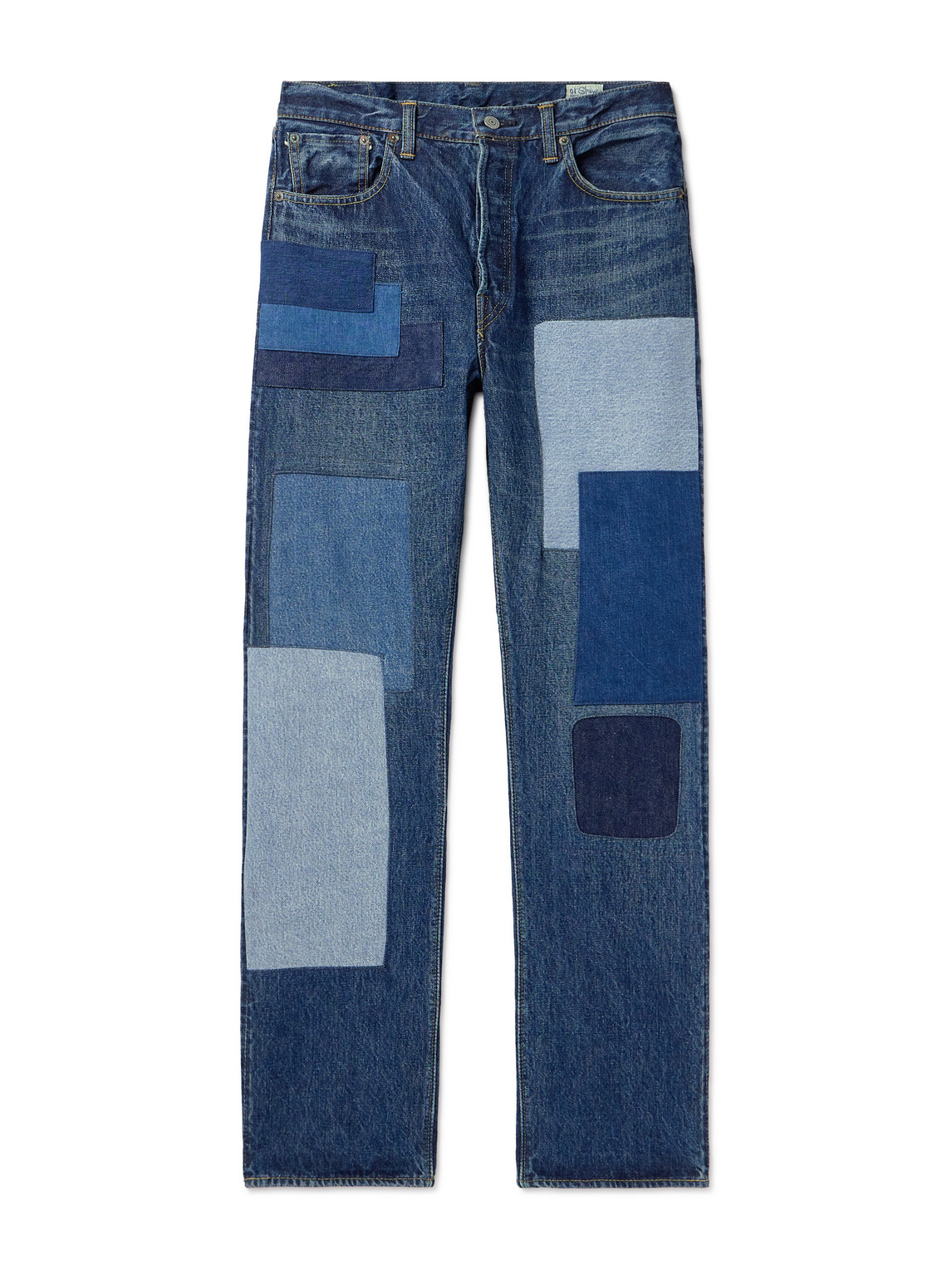 Orslow 105 Straight-leg Patchwork Selvedge Jeans In Blue