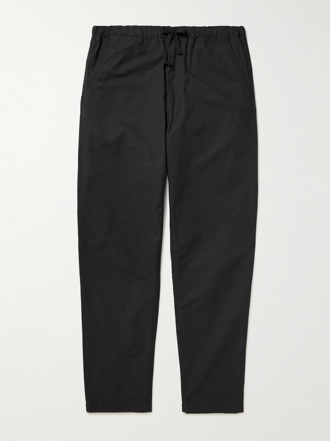 Orslow New Yorker Straight-leg Cotton-ripstop Drawstring Trousers In Black