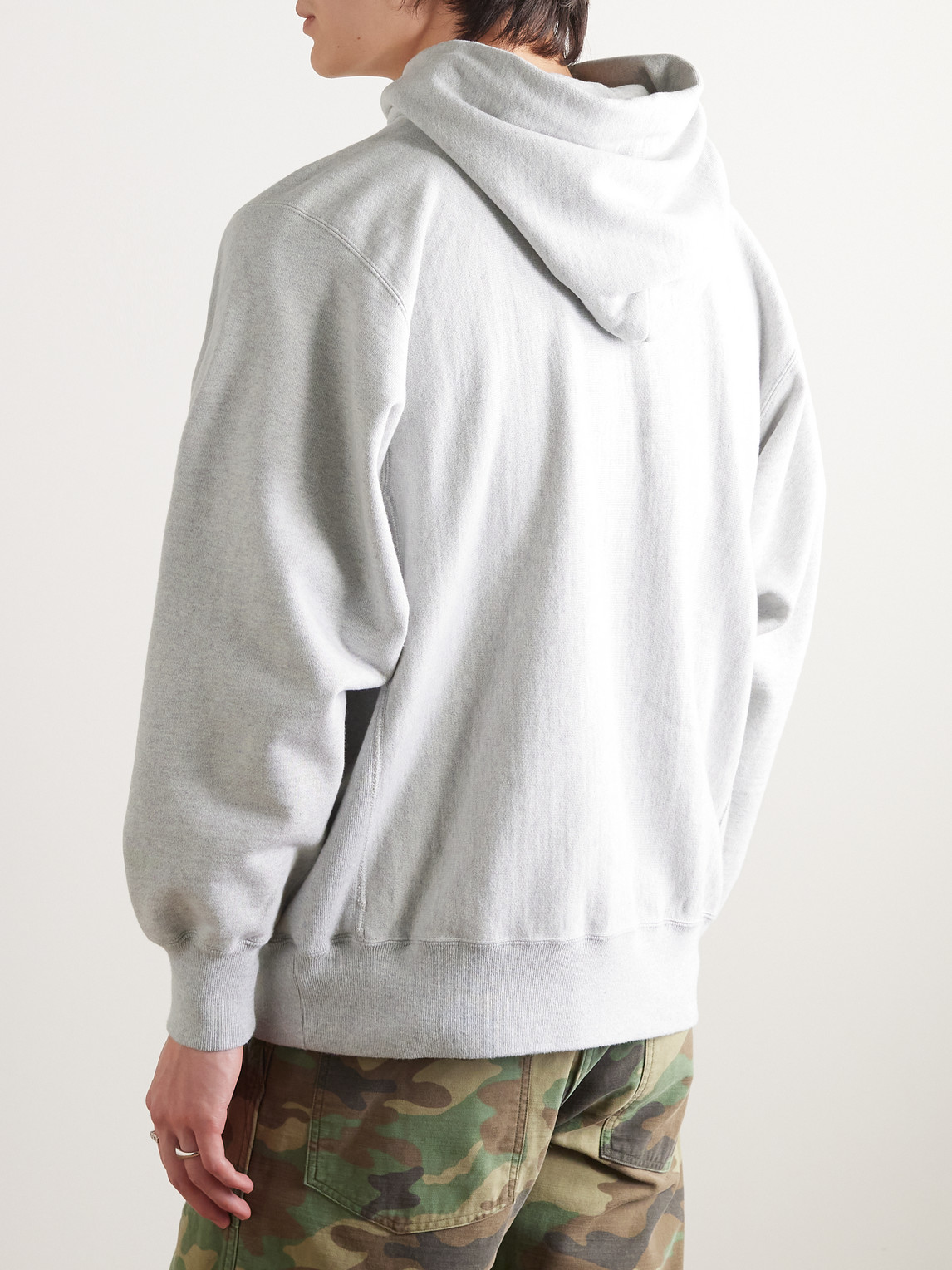 Shop Orslow Cotton-jersey Hoodie In Gray