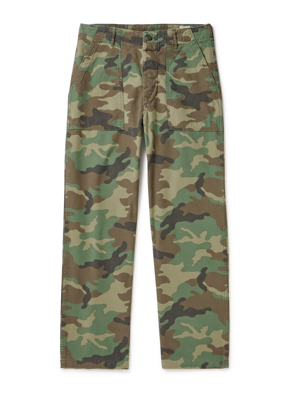 Orslow Woodland Straight-leg Camouflage-print Cotton-canvas Cargo Trousers In Green