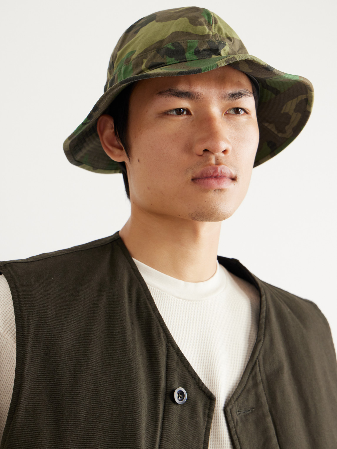Shop Orslow Camouflage-print Cotton-canvas Bucket Hat In Green