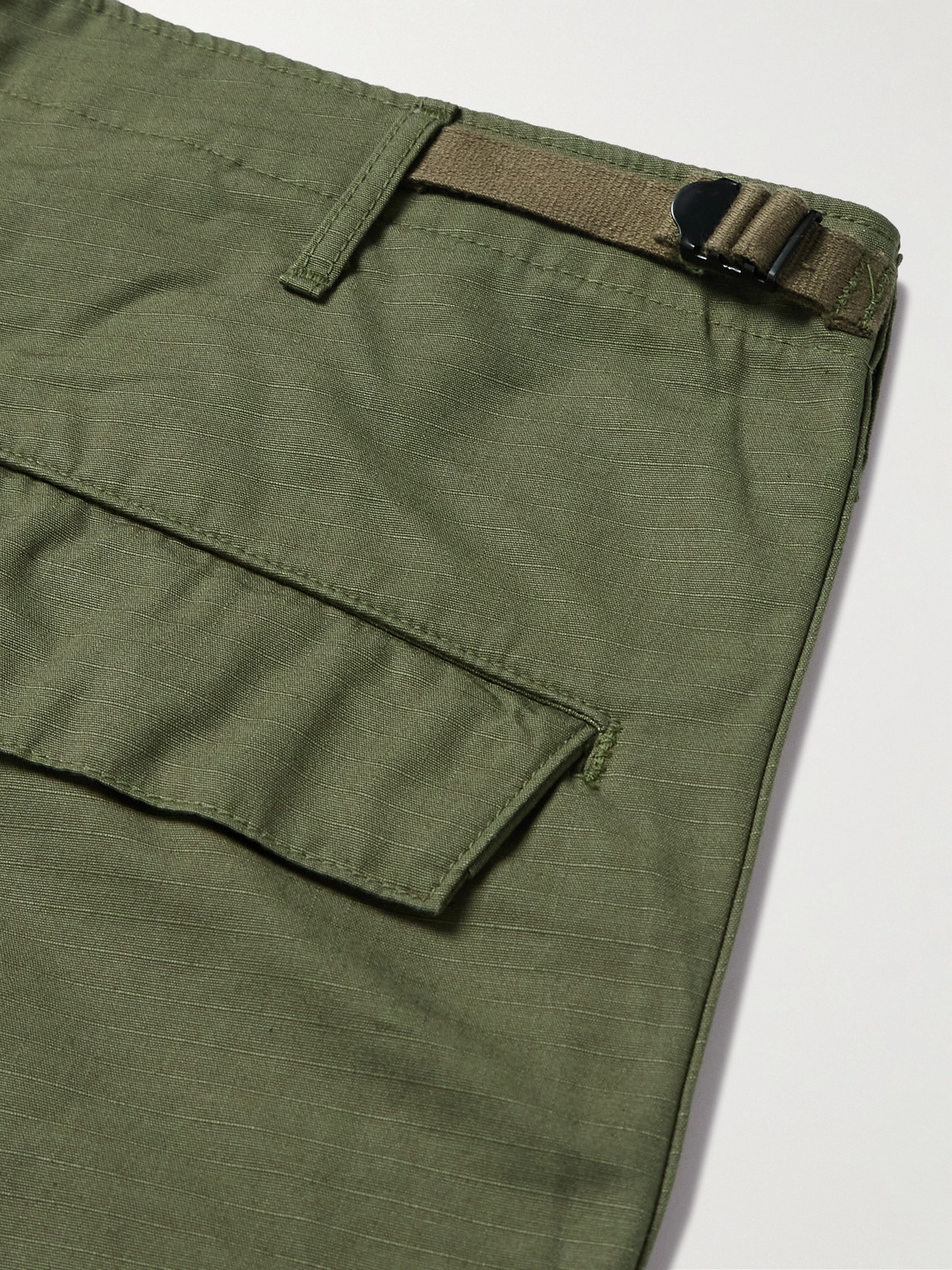 Shop Orslow Straight-leg Cotton-ripstop Cargo Trousers In Green