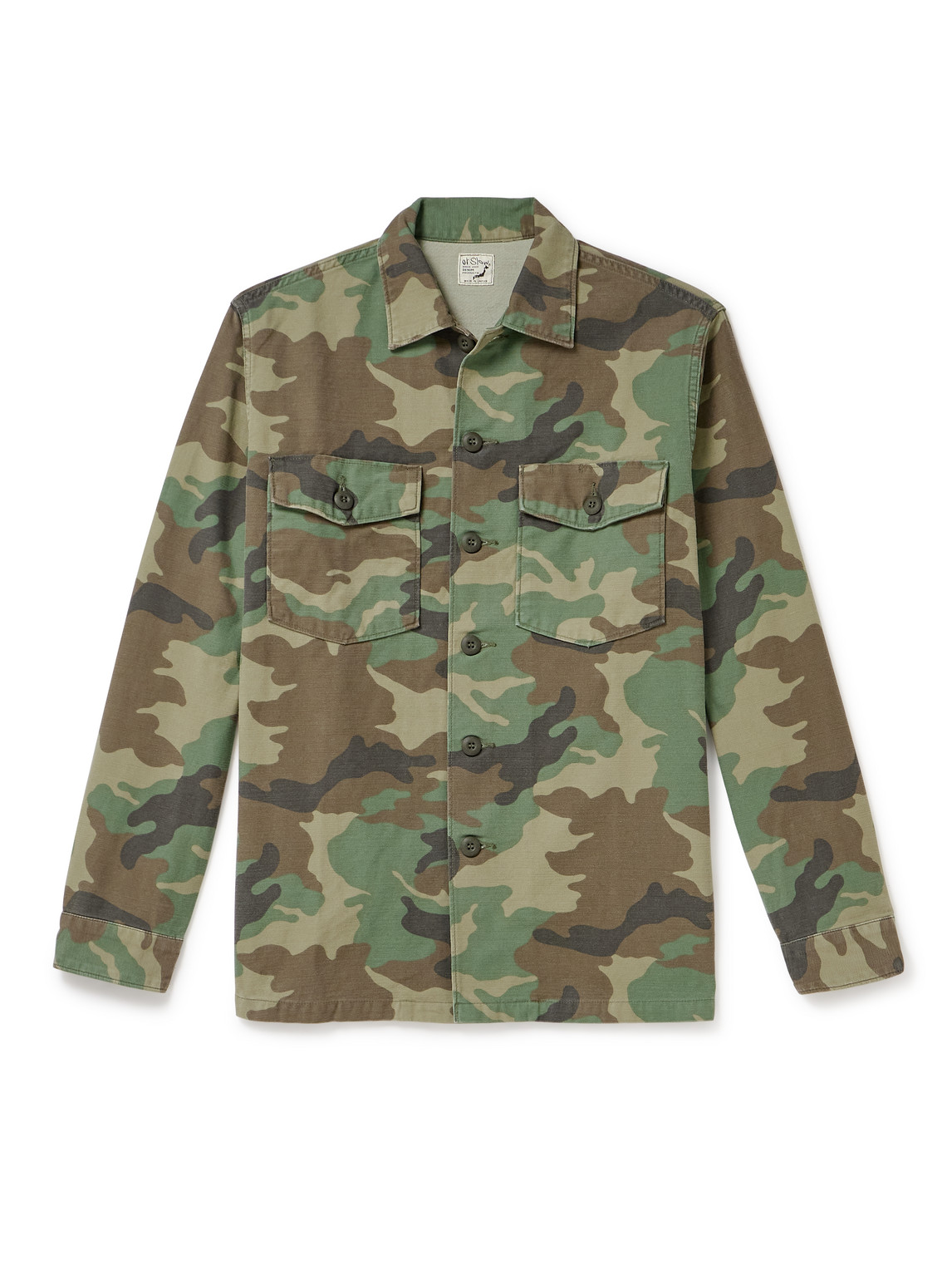 Orslow Woodland Camouflage-print Cotton-canvas Shirt In Green