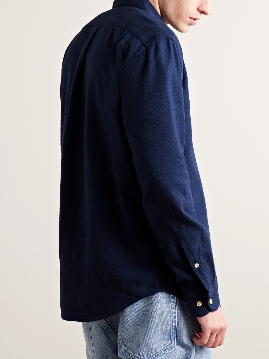 Shop Portuguese Flannel Teca Cotton-flannel Shirt In Blue