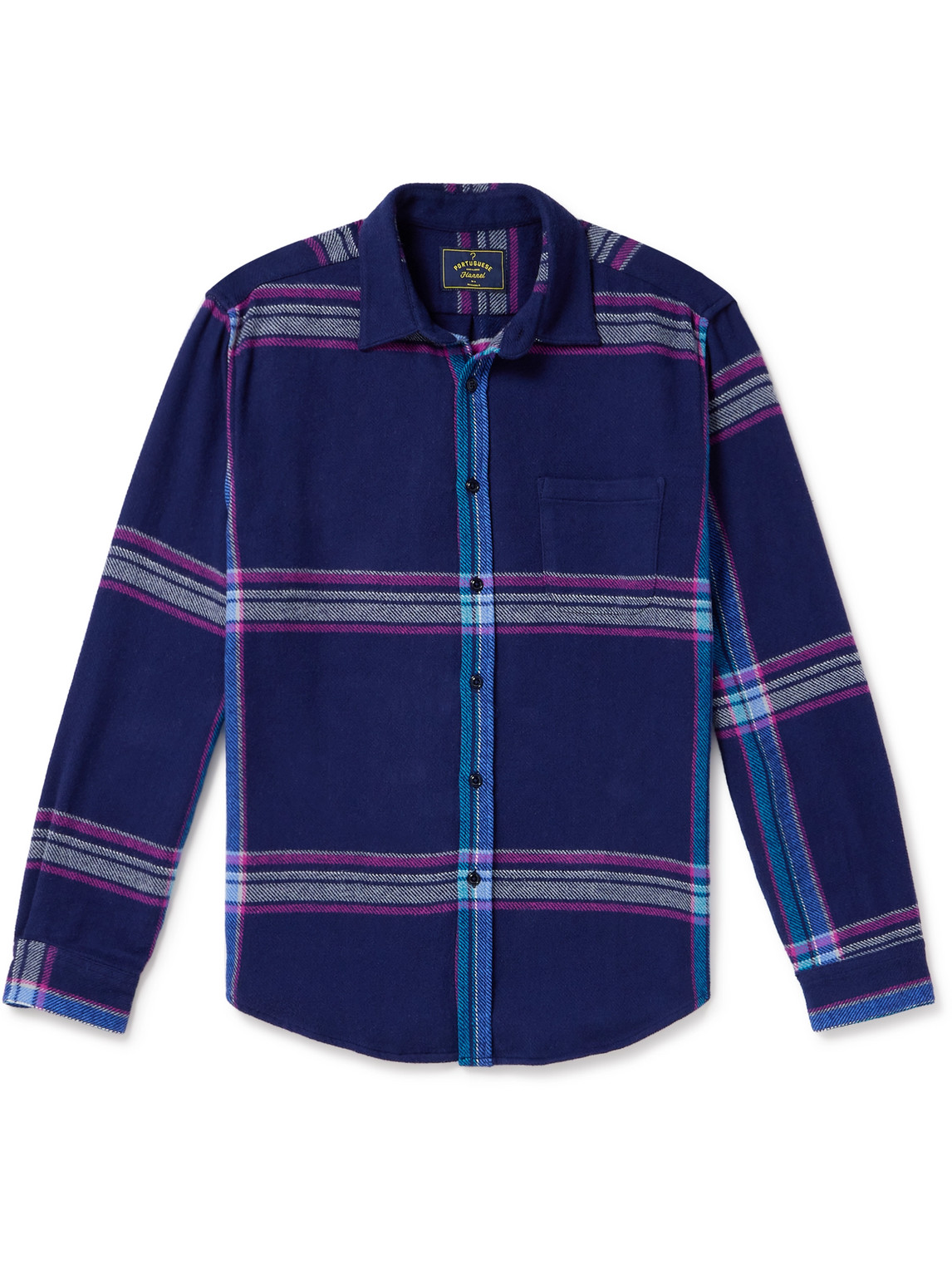 Portuguese Flannel Checked Cotton-flannel Shirt In Blue