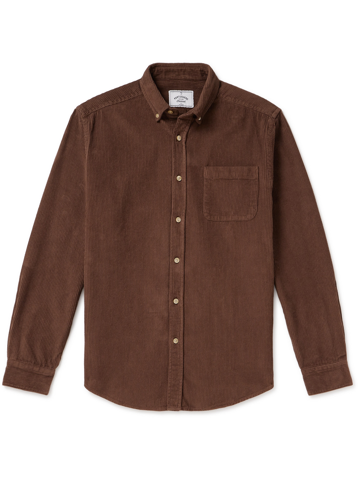 Portuguese Flannel Lobo Button-down Collar Cotton-corduroy Shirt In Brown