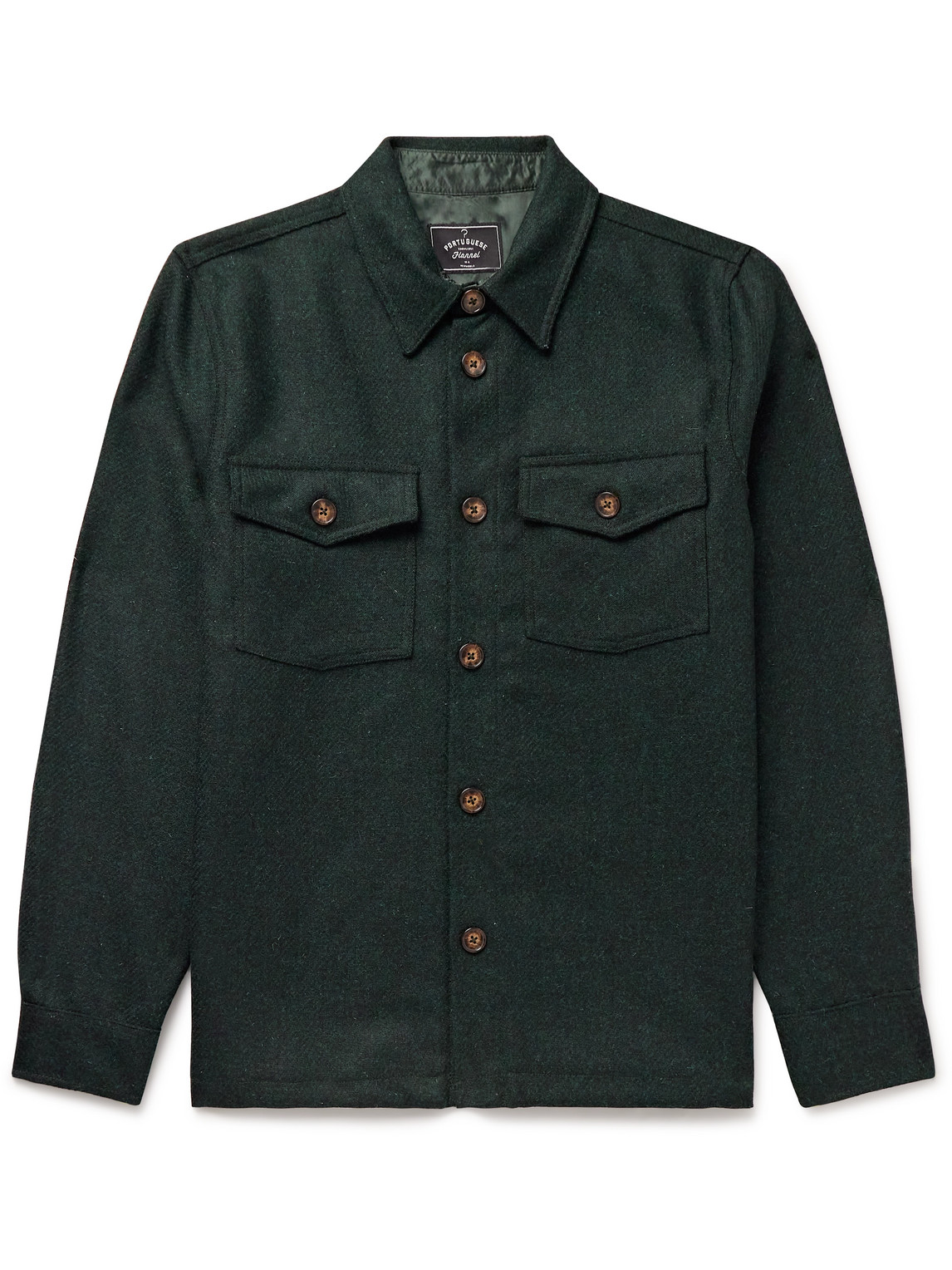 Portuguese Flannel Green Wool Field Overshirt