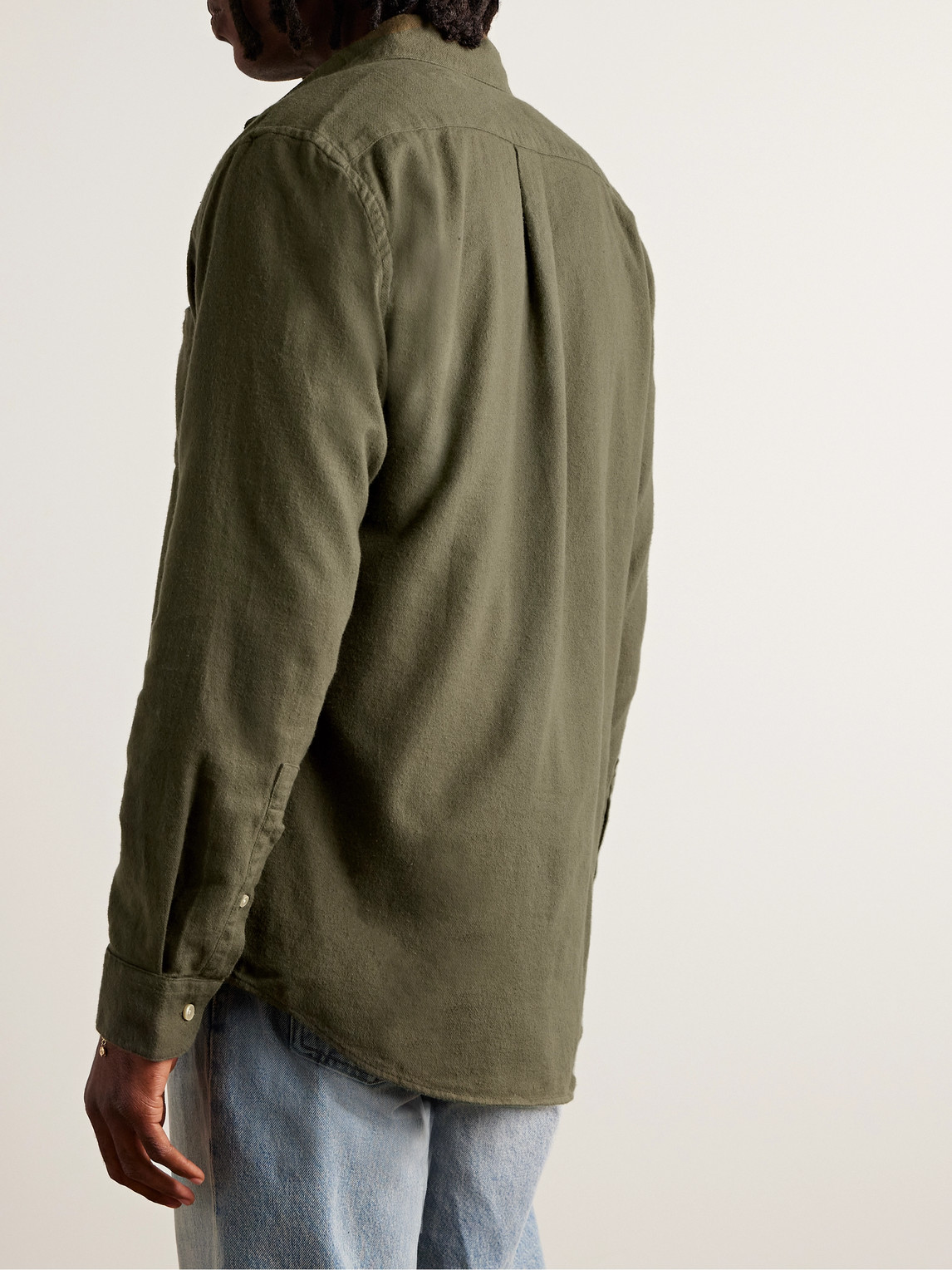 Shop Portuguese Flannel Teca Cotton-flannel Shirt In Green