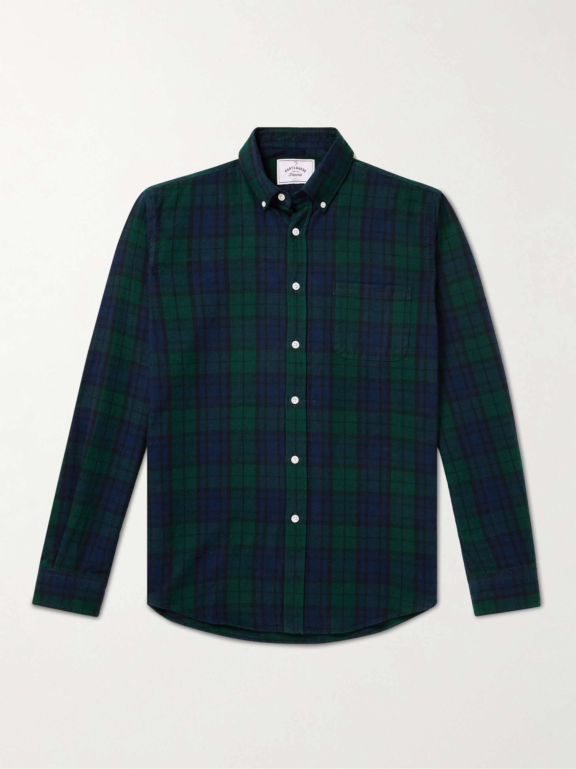 Bonfim Button Down Collar Checked Cotton Flannel Shirt