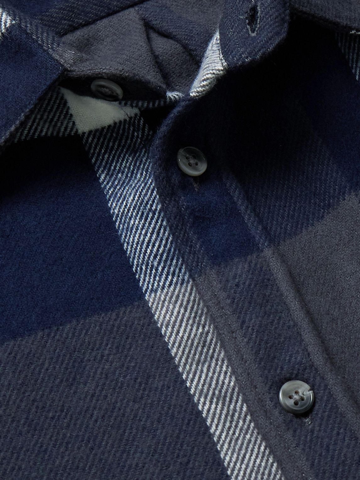 Shop Portuguese Flannel Viz Checked Organic Cotton-flannel Shirt In Blue