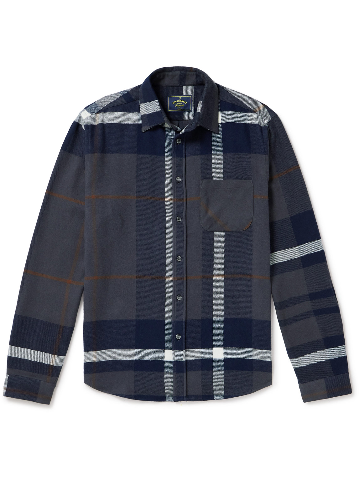 Portuguese Flannel Viz Checked Organic Cotton-flannel Shirt In Blue