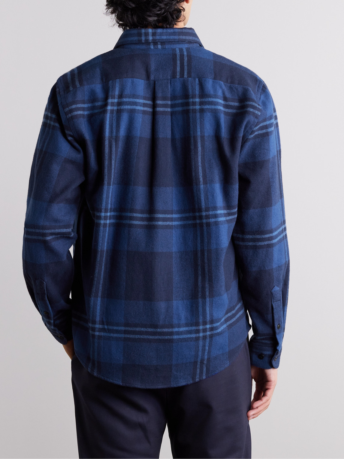 Shop Portuguese Flannel Arquive 82 Checked Organic Cotton-flannel Shirt In Blue