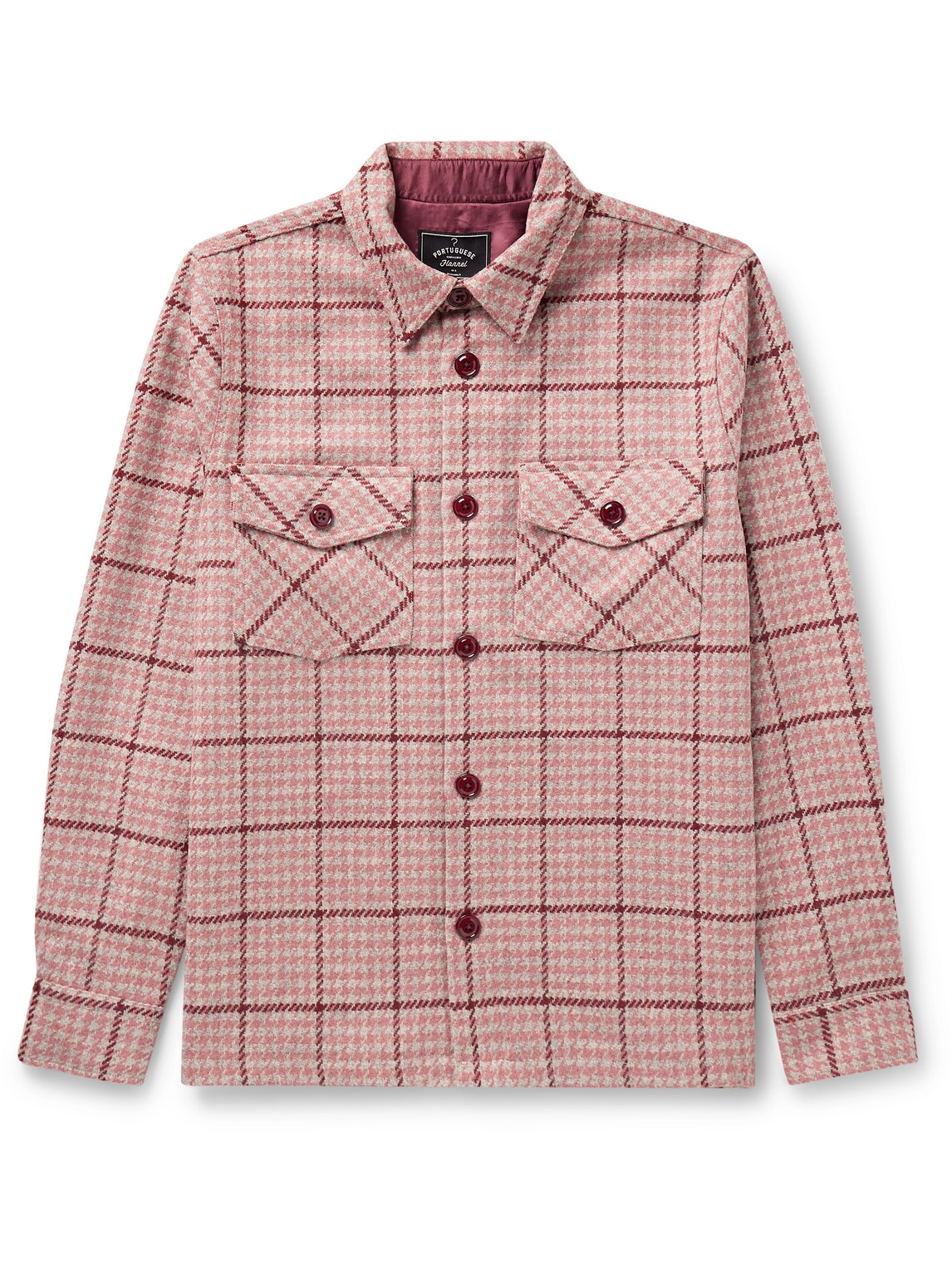Portuguese Flannel Todder Prince Of Wales Checked Wool-tweed Overshirt In Pink