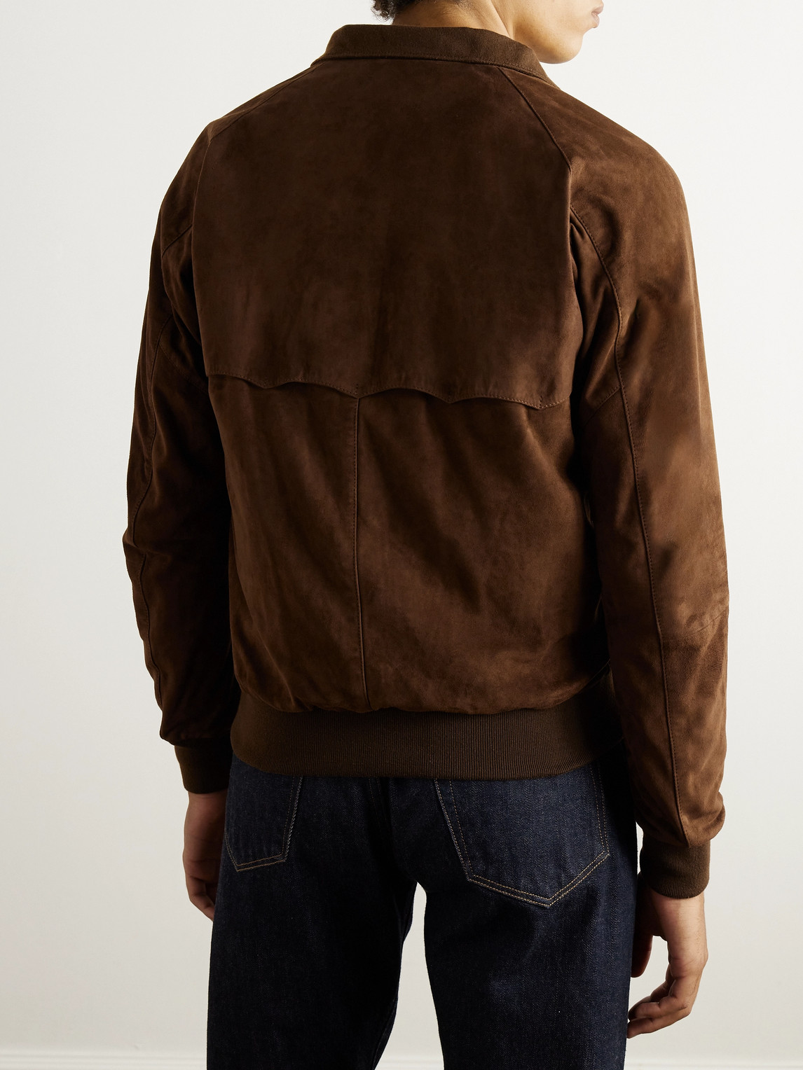 Shop Baracuta G9 Suede Harrington Jacket In Brown