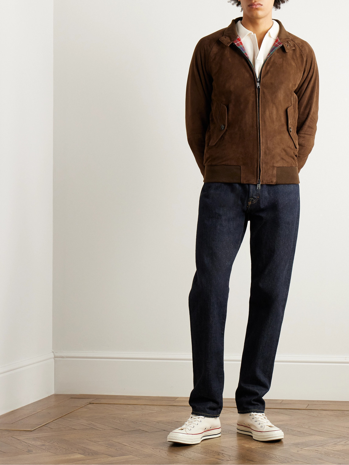 Shop Baracuta G9 Suede Harrington Jacket In Brown