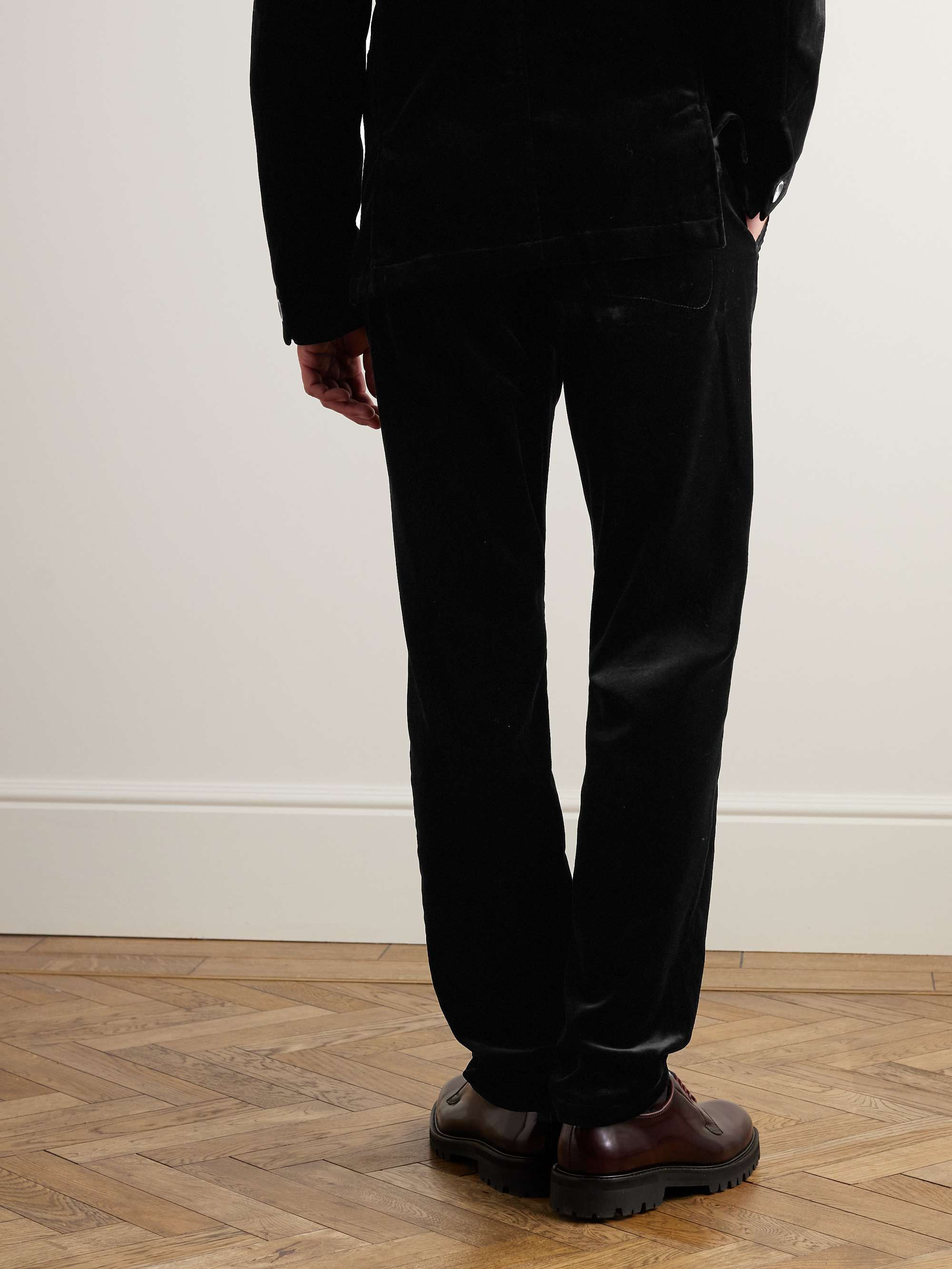OLIVER SPENCER Fishtail Slim-Fit Cotton-Velvet Suit Trousers
