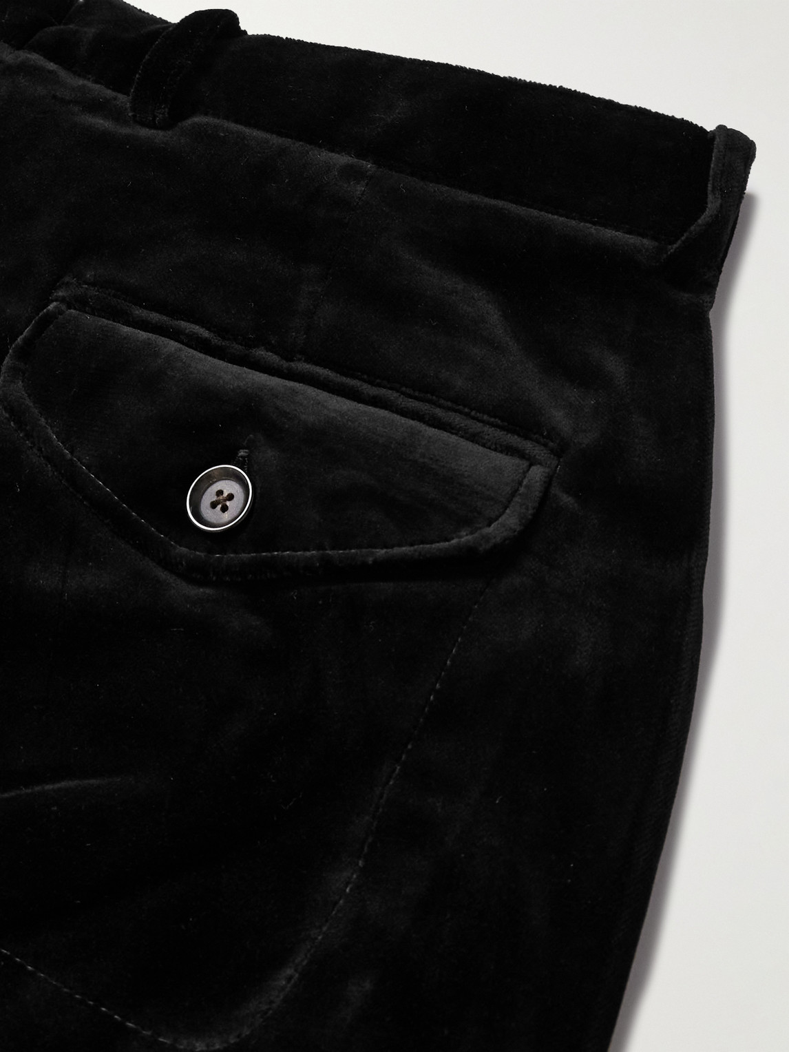 Shop Oliver Spencer Fishtail Slim-fit Cotton-velvet Suit Trousers In Black