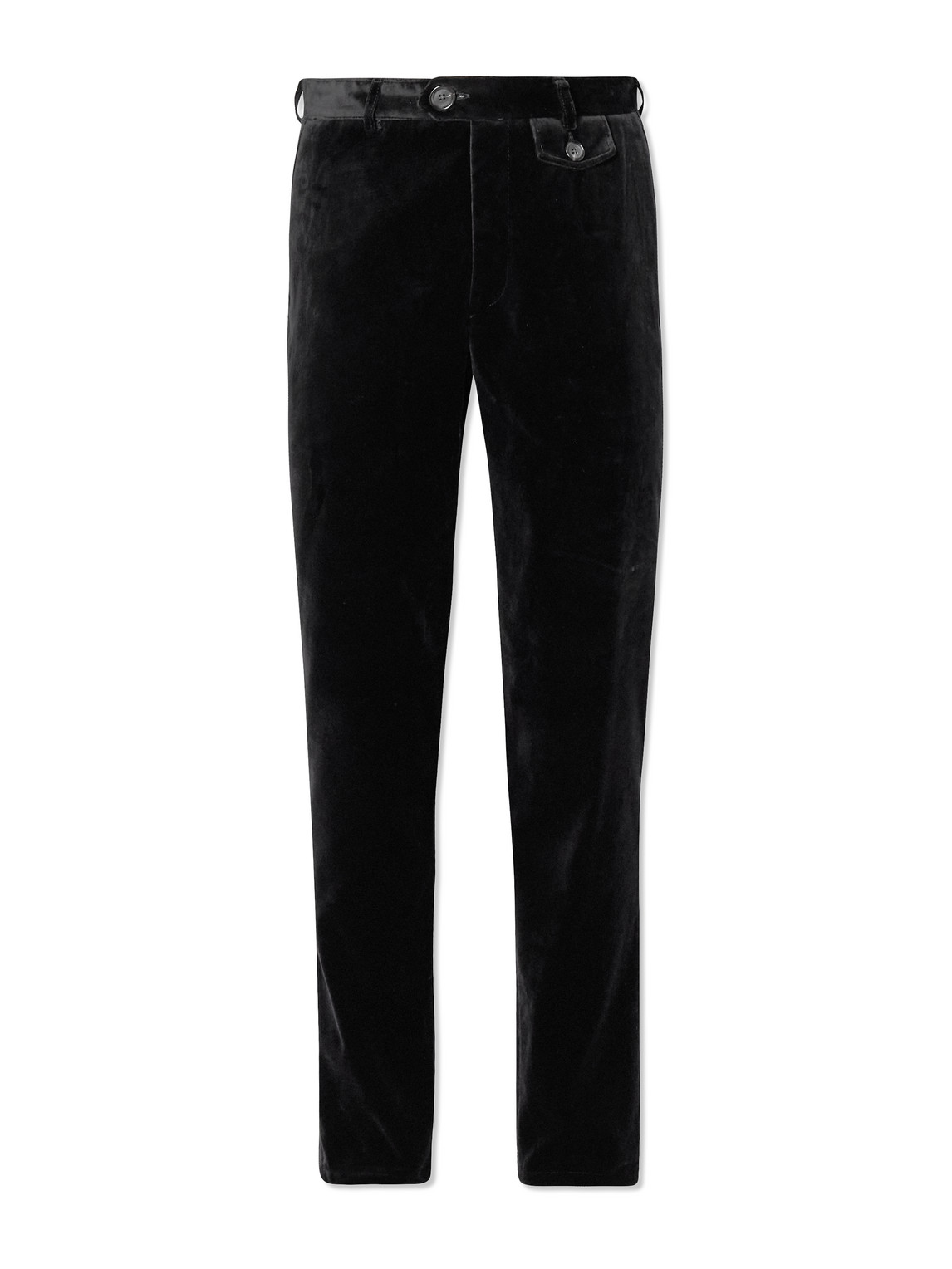 Oliver Spencer Fishtail Slim-fit Cotton-velvet Suit Trousers In Black