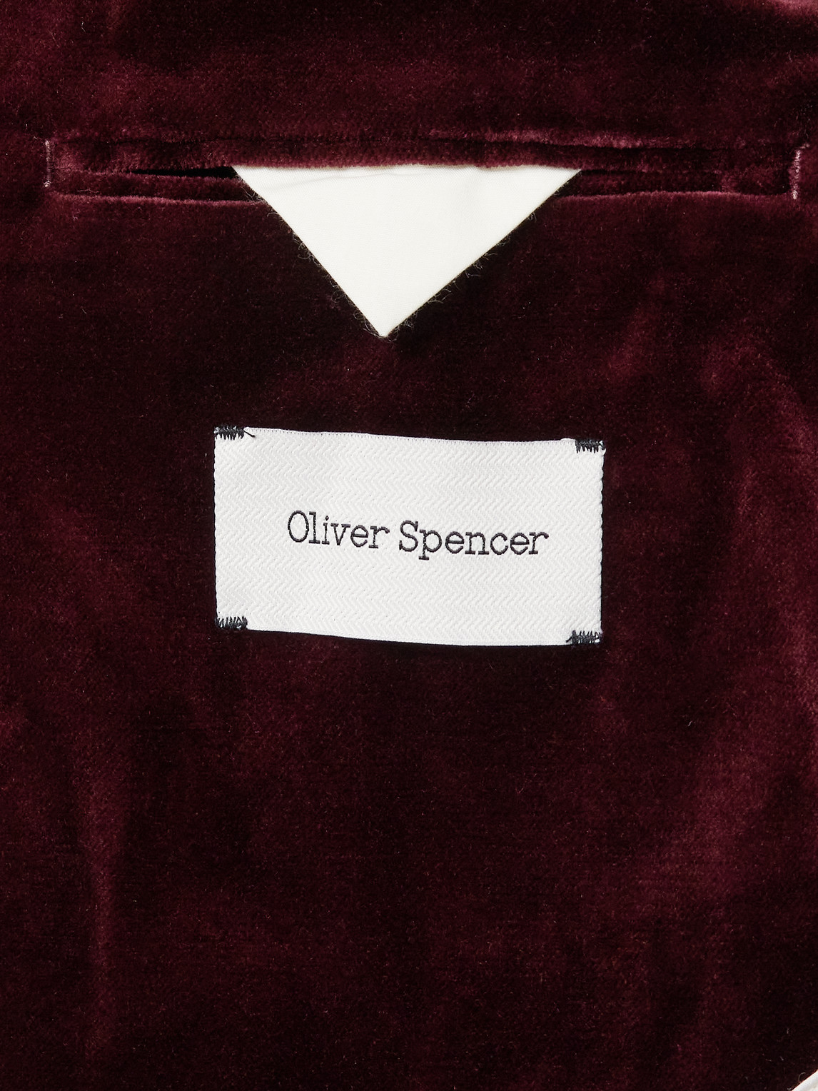 Shop Oliver Spencer Mansfield Slim-fit Cotton-velvet Suit Jacket In Burgundy