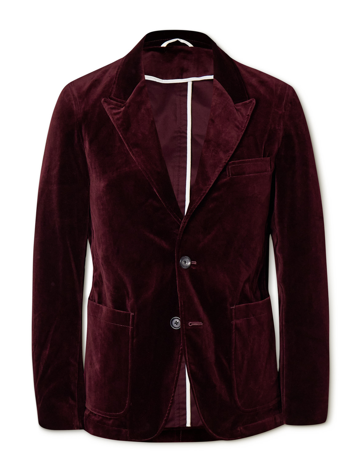 Oliver Spencer Mansfield Slim-fit Cotton-velvet Suit Jacket In Burgundy