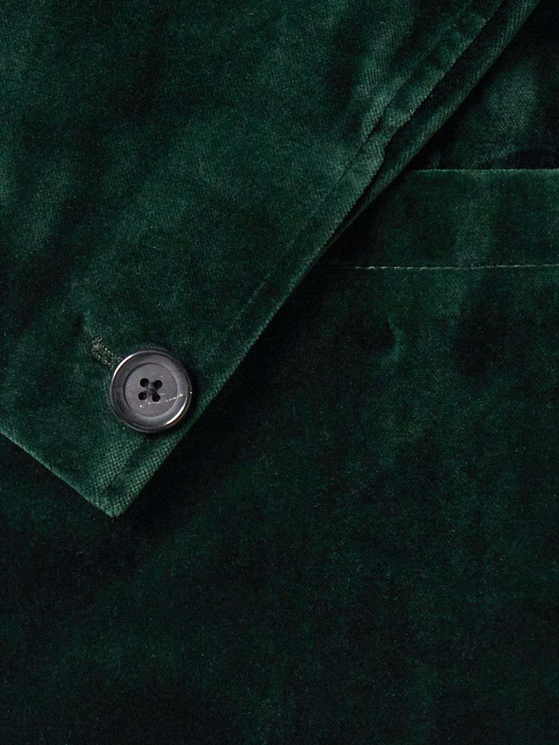 Shop Oliver Spencer Mansfield Slim-fit Cotton-velvet Suit Jacket In Green