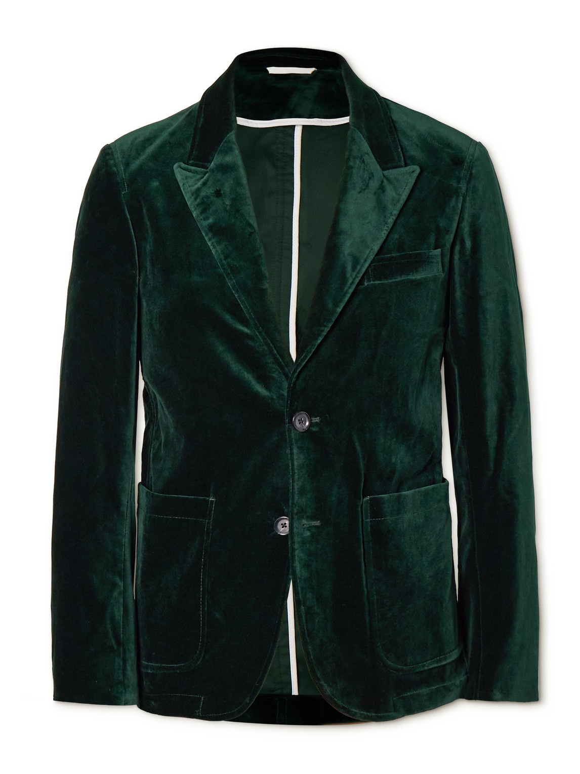 Oliver Spencer Mansfield Slim-fit Cotton-velvet Suit Jacket In Green